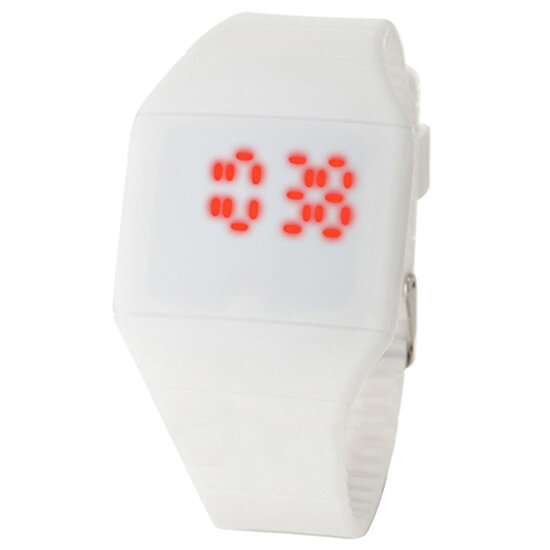 Fashion Men Lady Touch Watch Digital LED Silicone Sport Wristwatch Ultra-thin Watch Red LED