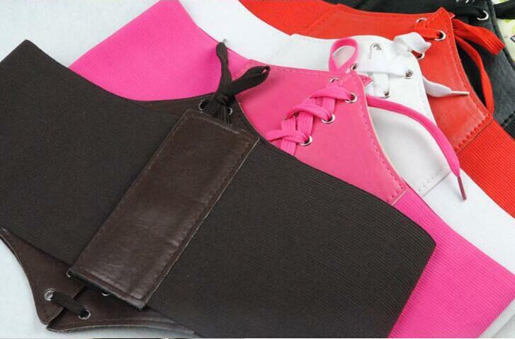 Cinturón elástico de cuero sintético para mujer, corsé de alta calidad con cordones, elástico, ancho, con forma, 2 unidades