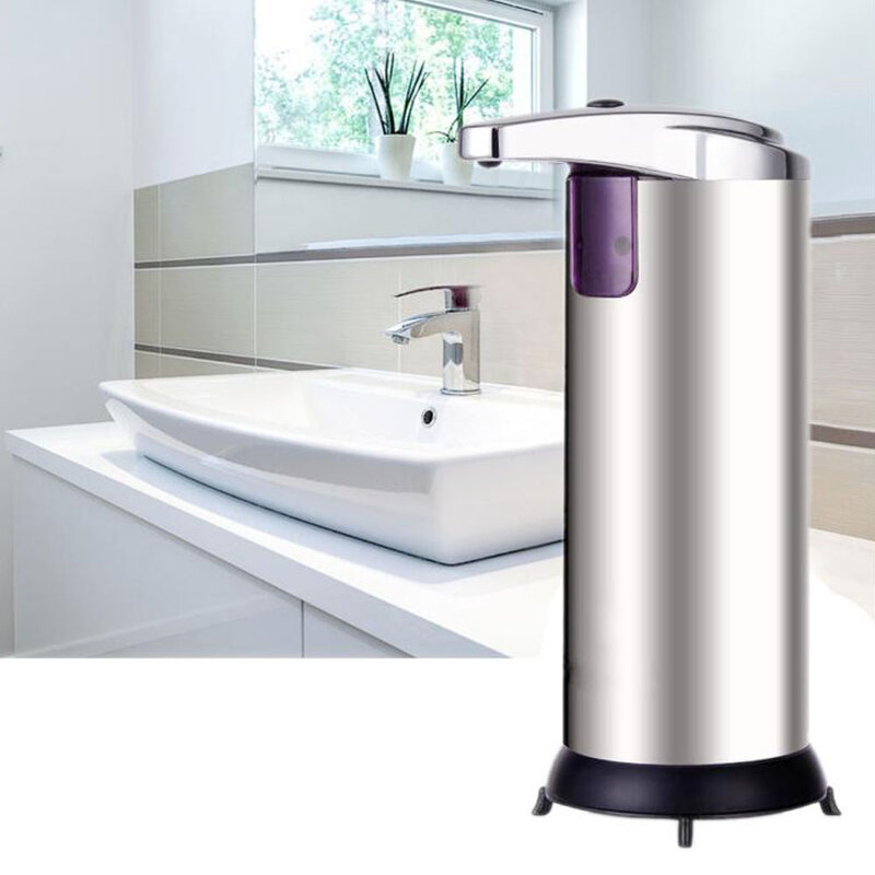 Stainless Steel Automatic Soap Dispenser Pump Infrared Sensing Liquid Soap Holder Shampoo Dispenser Bathroom Liquid Foam Pump