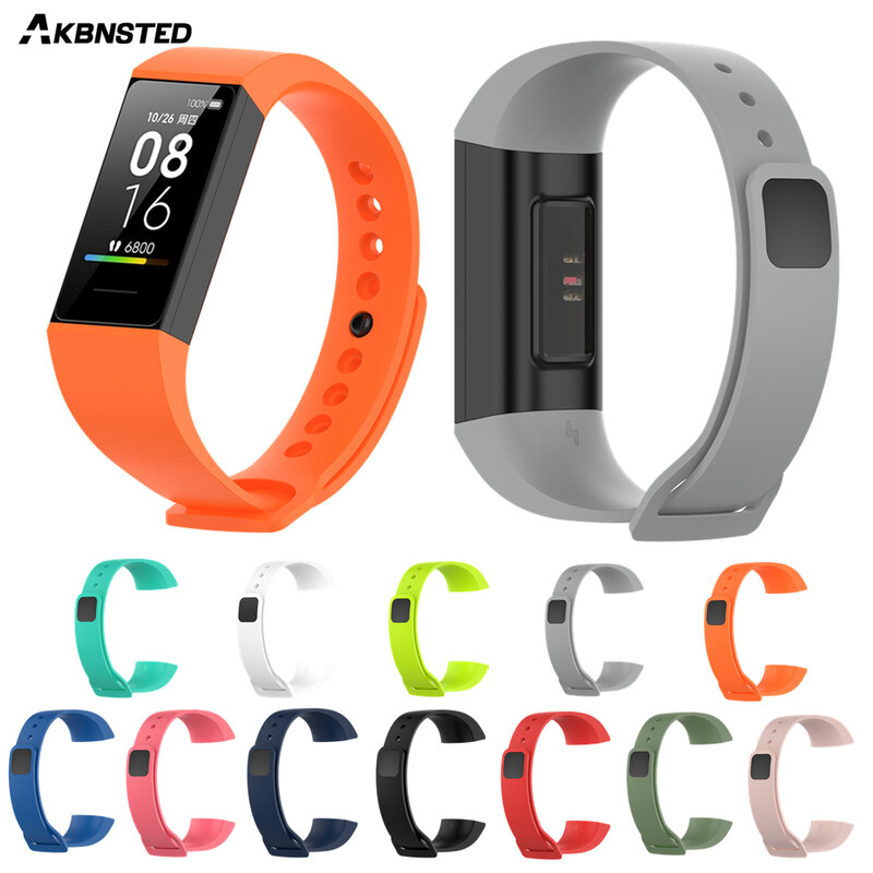 AKBNSTED Smart Watch Strap For Xiaomi Mi Band 4C For Redmi Band Accessories Soft Silicone Band Wrist Strap Sport Bracelet Correa