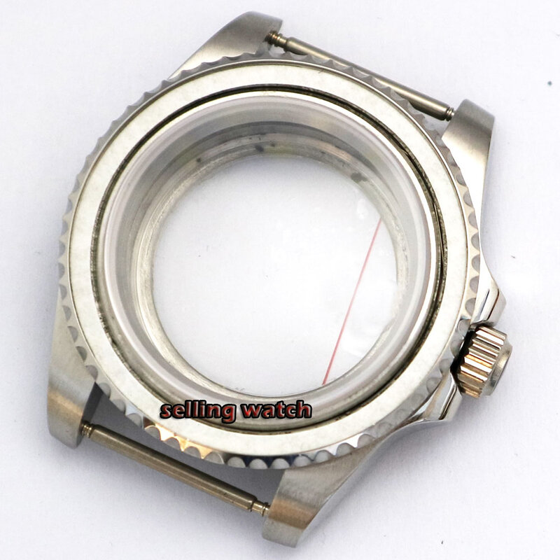 Capa de relógio com vidro de safira de aço, 40mm, funciona com nh35, nh36, nh35a, estojo transparente de movimento automático, sem inserção de moldura