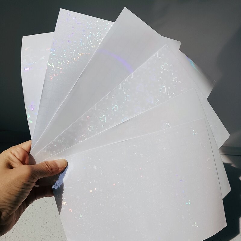 Ein Blatt Großen Kopf Aufkleber Foto Holographische Folie Klebeband Kalt Laminieren Auf Papier Kunststoff 6x8 ”DIY Paket Karte