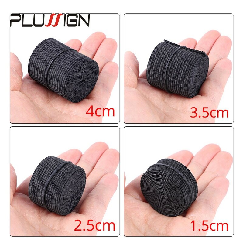 Plussign Elastic Band For Wigs 1.5cm 2.5cm 1 Meter Wig Band Black Rubber Hair Accessories Melt Wand Wig Elasticband