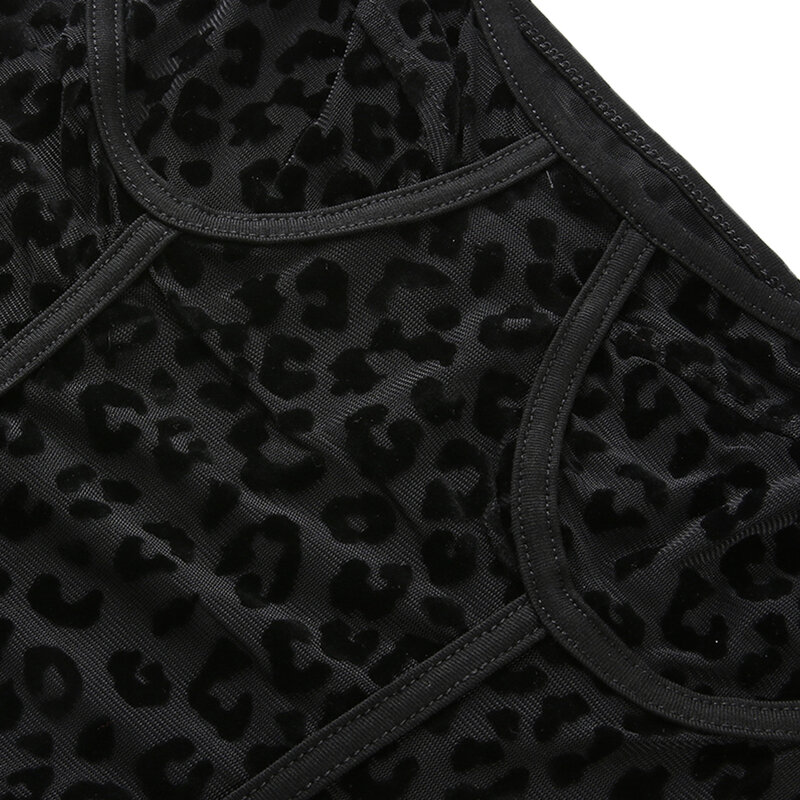 女性のセクシーなボディスーツ女性leopardの花の刺繍中空アウトレーススキニーボディスーツ黒ノースリーブジャンプスーツオーバーオール