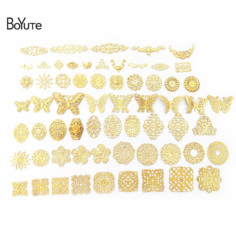 BoYuTe filigri gaya campuran logam kuningan Stamping kupu-kupu bunga temuan kerawang DIY buatan tangan aksesoris perhiasan