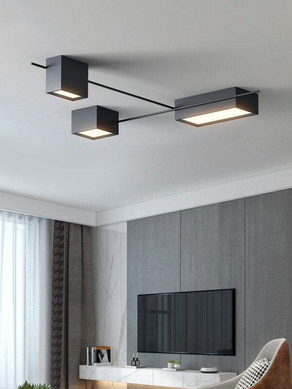 Черный светодиодный потолочный светильник, 110 В, 220 В, современный потолочный светильник для гостиной, спальни, столовой, кухни, комнатные домашние светильники