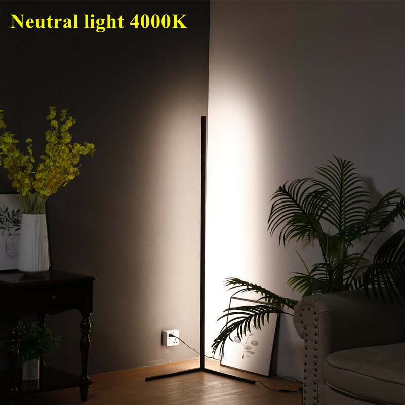 Lámpara LED RGBWW de pie para esquina de sala de estar, luz de ángulo recto, colorida, moderna y remota, Compatible con Alexa, novedad