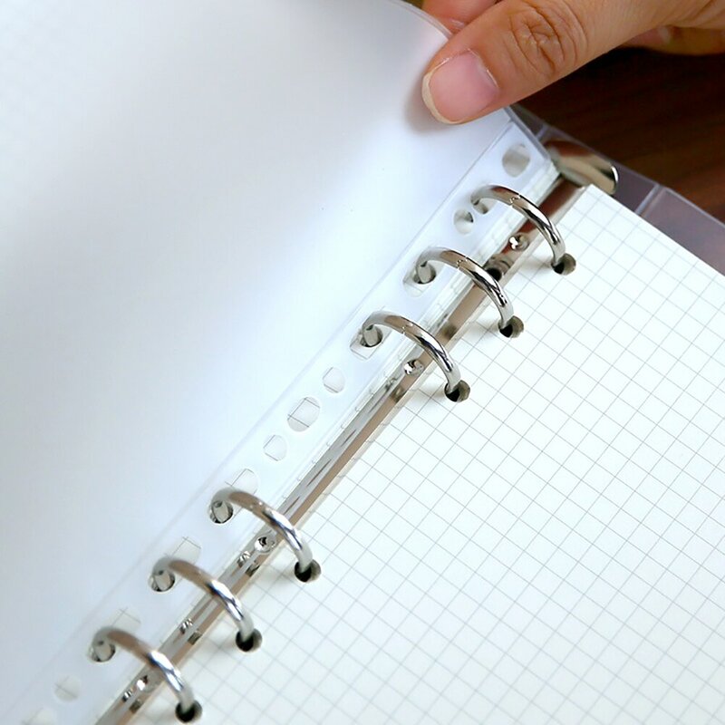 Carpeta transparente de hojas sueltas para archivador de documentos, bolsa con cremallera para cuaderno de 6 anillos, A5, A6, A7, 12 piezas
