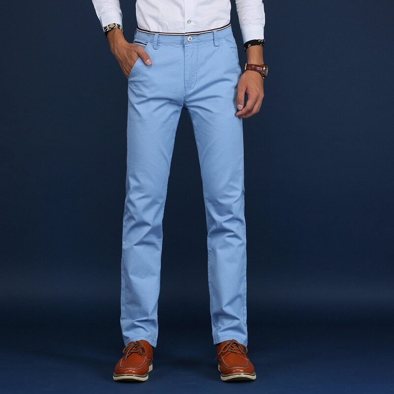 Stile classico uomo primavera estate pantaloni Casual sottili moda Business cotone tinta unita pantaloni da ufficio pantaloni da uomo di alta qualità