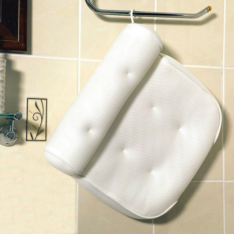 Almofada de banho antiderrapante com ventosas, suporte para as costas do pescoço SPA, travesseiros espessados do encosto de cabeça, almofada doméstica, banheira