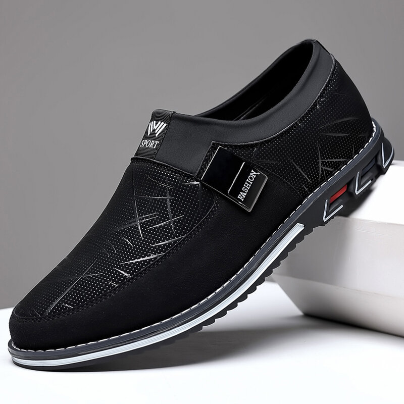 Big Size Casual Men Shoes Slip On Fashion Business Men Casual Shoes Breathable Spring Hot Sale Casual Shoes Men Loafers Black