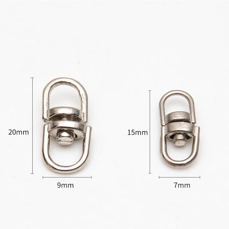20pcs Metal Rotate Buckle Key Rings 1.5cm 2cm Swivel Dog Buckle Holder Connectors Keyfob DIY Key Chains Pendants Accessories