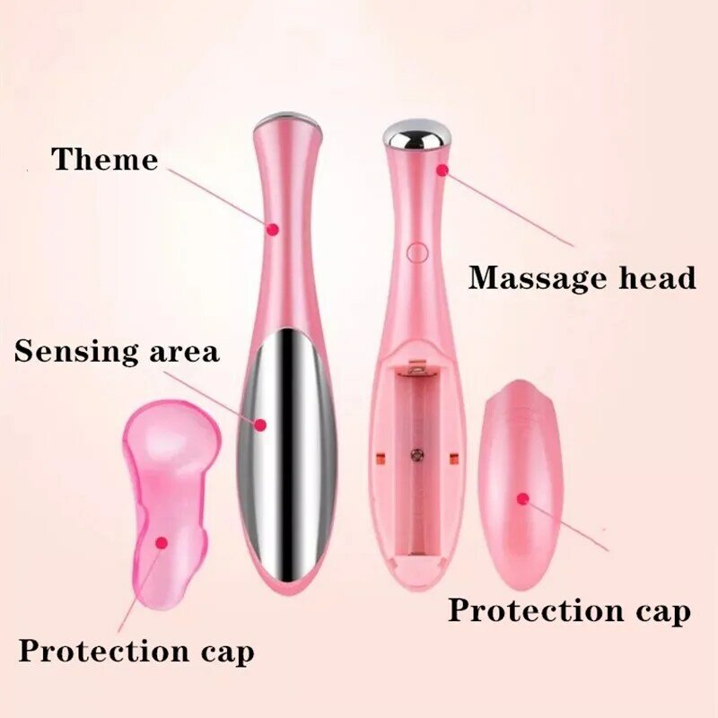 Portátil elétrica Eye Massage Pen Dispositivo, Dark Circle Faciais Vibração, Thin Face Magic Stick, Bolsa Anti Bag e Rugas, Novo, 1Pc
