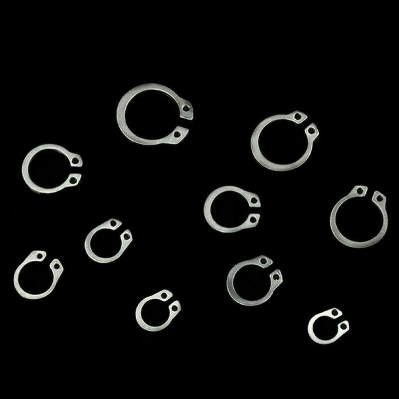 100 pces 304 anel de retenção externo de aço inoxidável anel sortimento 8-18mm conjunto de aço carbono anéis snap circlip