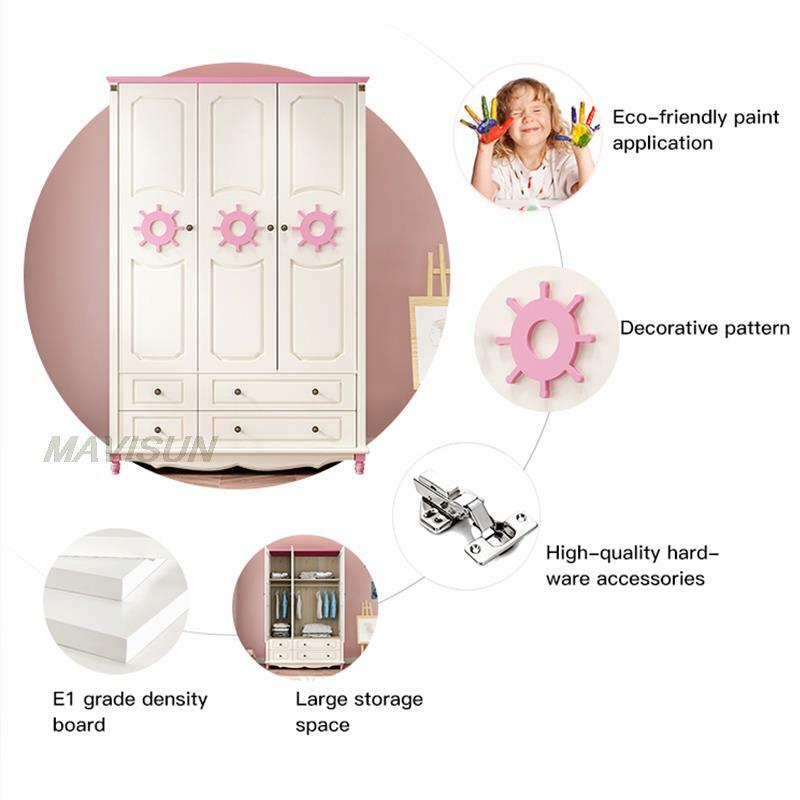 Armario minimalista moderno para niña y niño, armario de madera maciza rosa, armario mediterráneo para dormitorio, armario de almacenamiento de ropa