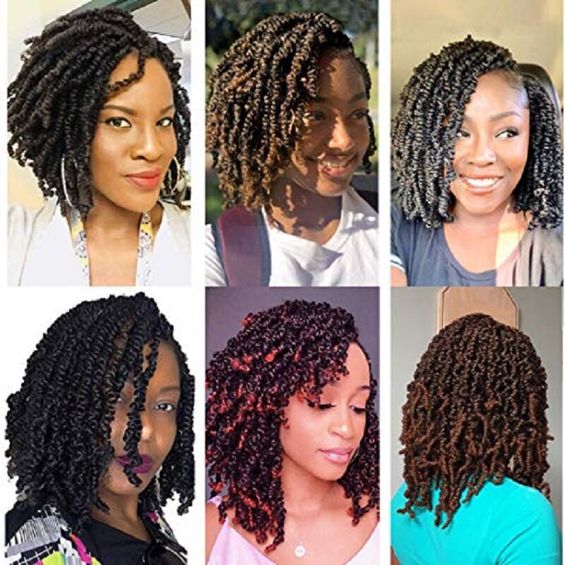 Short 8inch Pre-twisted Spring Twist Hair Passion Crochet Braids Curly Bomb Synthetic Hair Extensions 15Strands/Pack