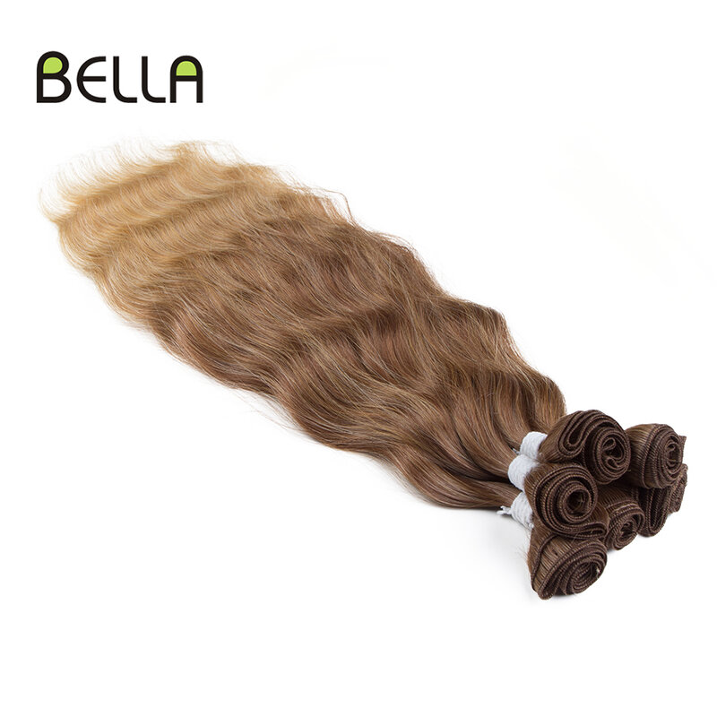 Bella-extensiones de cabello sintético con ondas de agua, mechones de pelo falso de 6 piezas, color rubio degradado, 20 pulgadas, envío gratis