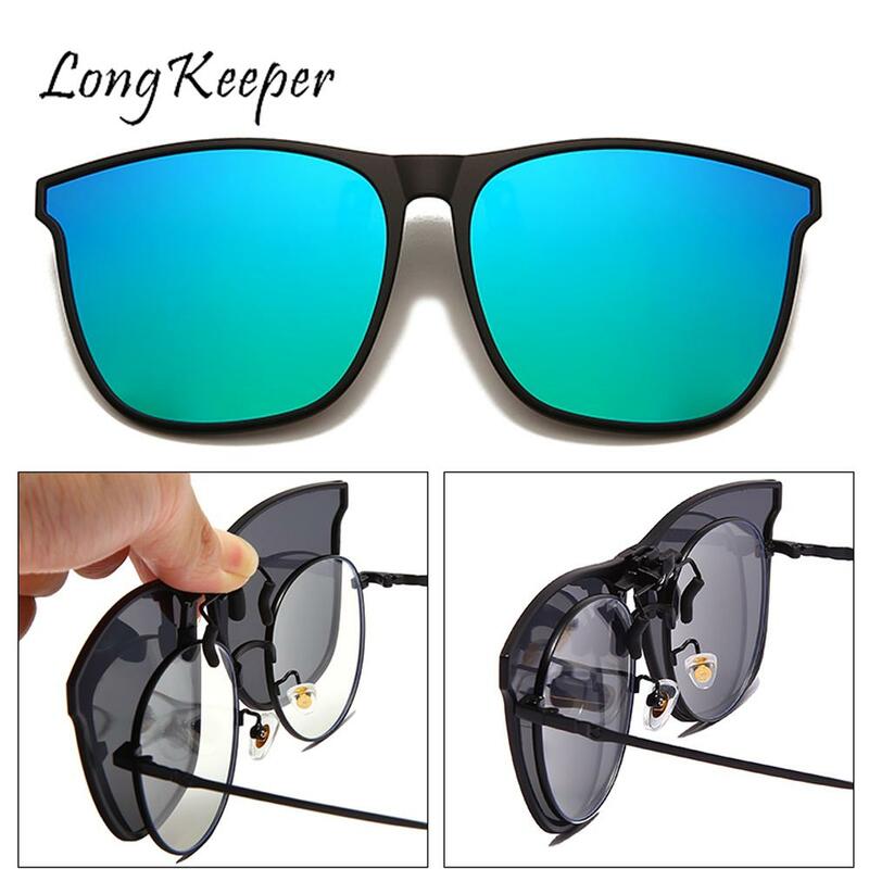 Gafas de sol polarizadas con Clip para hombre, lentes fotocromáticas para Conductor de coche, gafas de visión nocturna, gafas cuadradas antideslumbrantes Vintage
