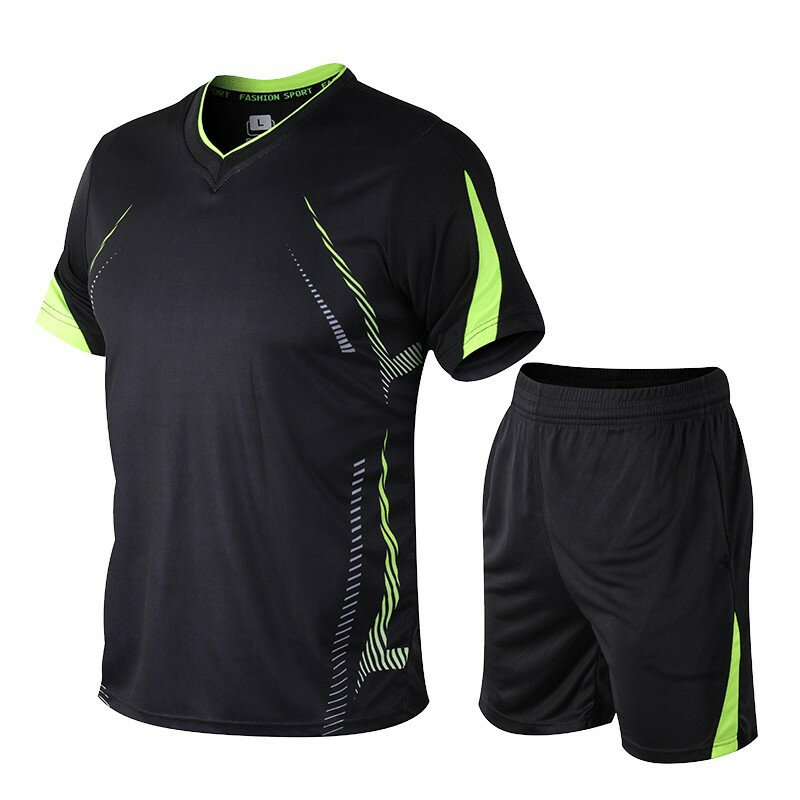 New Summer Sport Suit Men Fashion Sets Fitness Suit Short-Sleeve Tracksuit Male Sportswear Two-piece Sets Asian Size M-5XL