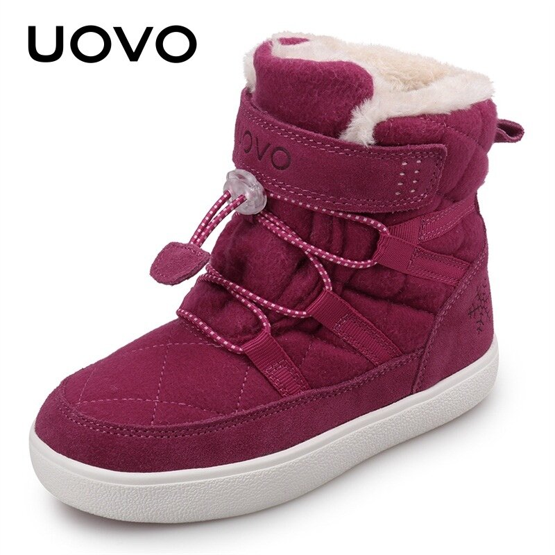 UOVO New Arrival Winter Kids Snow Fashion Children Warm Boots Boys And Girls Shoes With Plush Lining Size 31-37