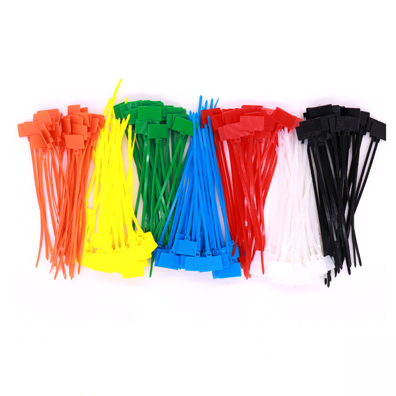 100 sztuk Easy Mark 4*150mm opaski kablowe nylonowe etykiety, metki plastikowe ucho krawaty markery kabel Tag samoblokujący Zip krawaty