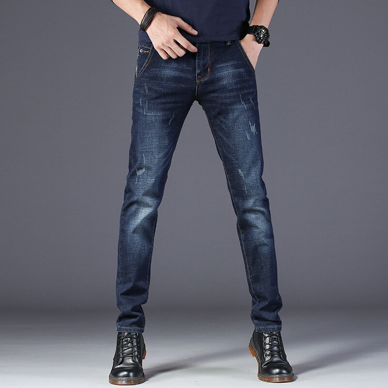 2020 nowa zimowa jesień wysokiej jakości męskie spodnie bawełniane Fashion Casual męskie jeansy