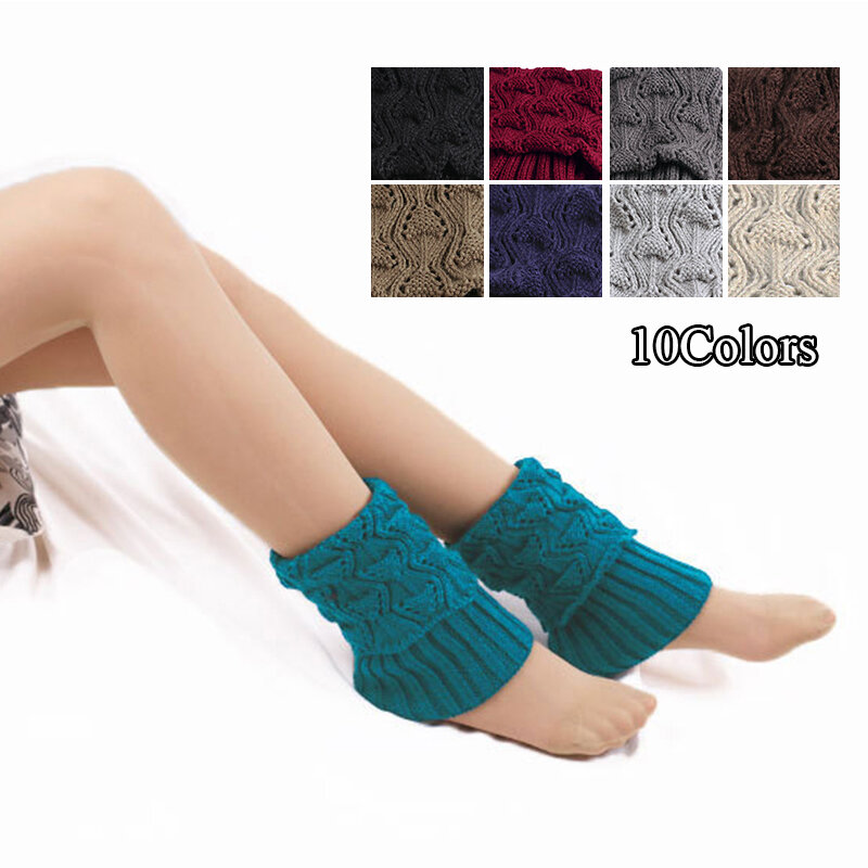 Chauffe-jambes au Crochet pour femme, 1 paire, chaussettes courtes en tricot, chaussettes chaudes d'hiver