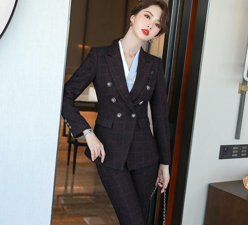 Damski płaszcz żakiet 2020 Big Brand dwurzędowy Slim garniturowy blezer Office Lady Fashion Casual garnitur formalny biznesowy