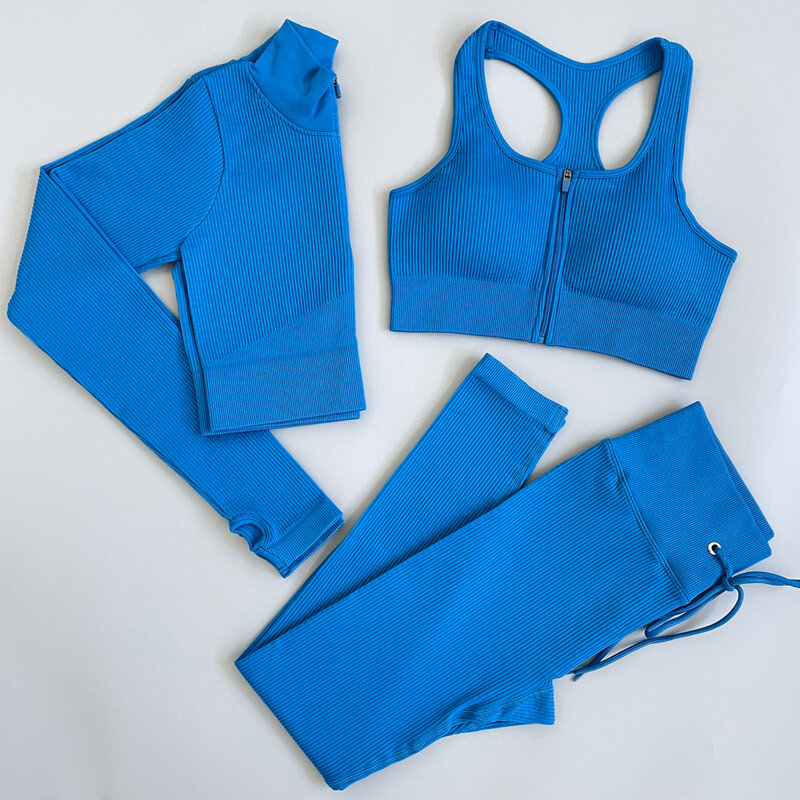 المرأة اليوغا مجموعة ملابس رياضية مضلع رياضية عالية الخصر تشغيل السراويل اللياقة البدنية طماق سلس بدلات رياضية رياضية