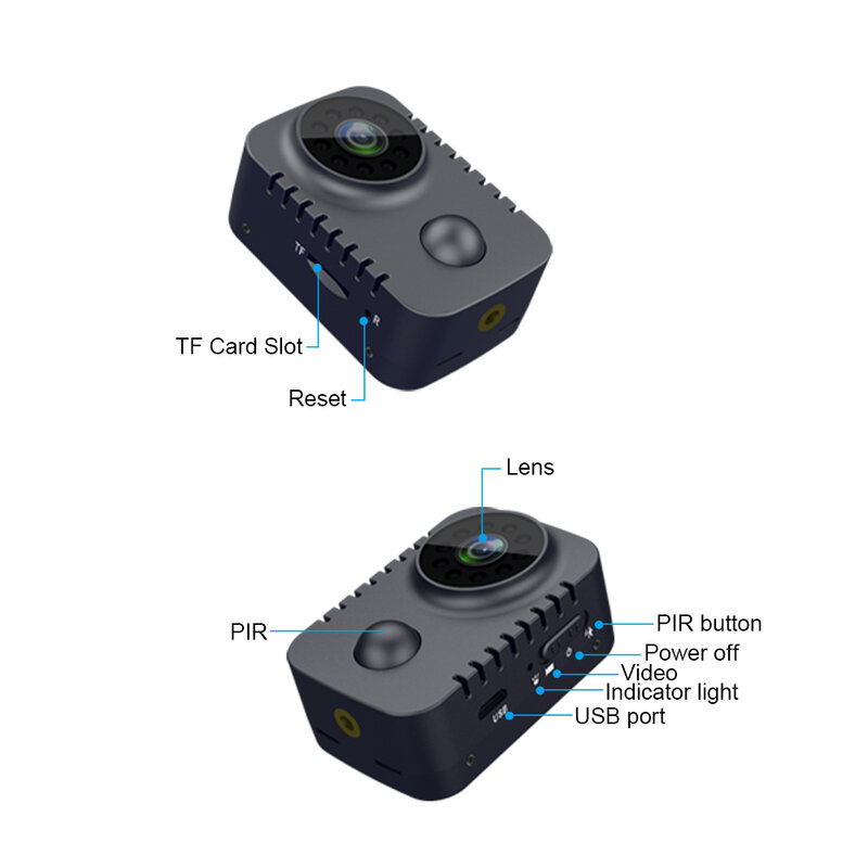 Câmera HD Mini Pocket Body, Câmera de Segurança 1080P, Visão Noturna, Ativado por Movimento, Câmera Pequena para Carros, Standby, Gravador de Vídeo PIR