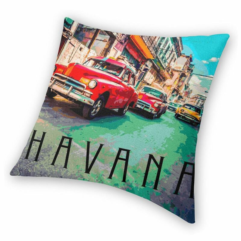 Havana quadrado fronha poliéster linho veludo padrão zip decoração sofá capa de almofada