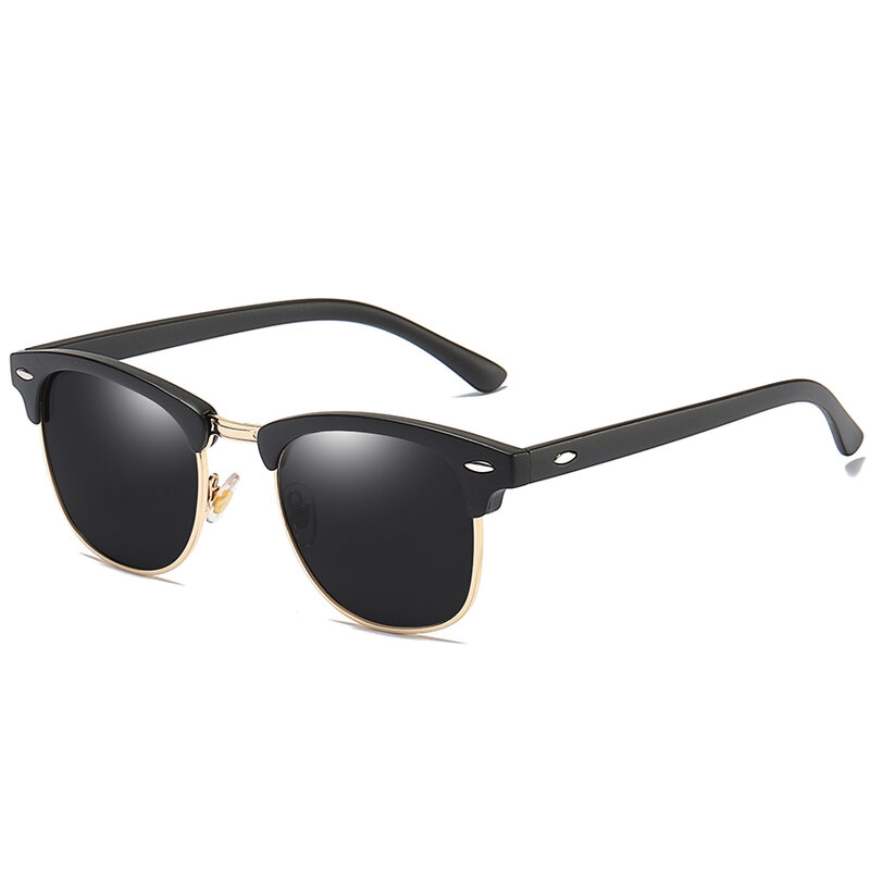 Okulary męskie polaryzacyjne mężczyźni kobiety w stylu Vintage moda Semi Rimless 2020 marka projektant plac promienie okulary óculos De Sol UV400
