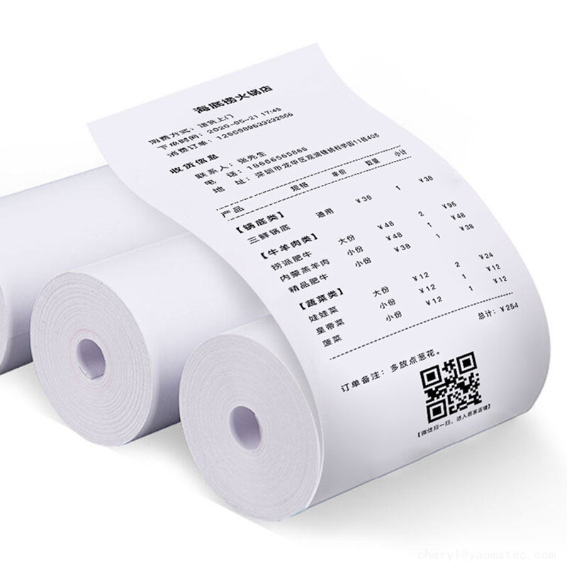 20 rolos 57*30mm papel de impressão térmica 6.5 medidores de papel térmico para caixas registadoras pos impressora acessórios