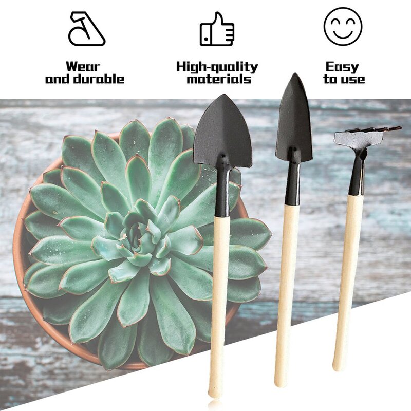 小さな庭の植物のためのステンレス鋼の型の園芸工具,3つの異なるスティックが付いた小さな庭の植物,花や鉢植えに最適,ピース/セット