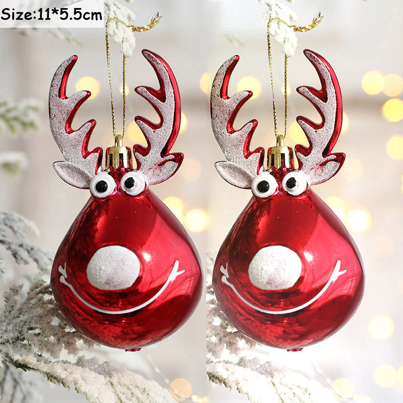 2 pçs elk natal pendurado bolas ornamentos bauble pingente natal árvore bolas natal casa decorações navidad 2022 ano novo
