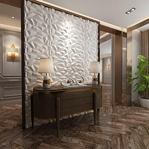 50x50cm Plastic 3D Diamond Wall Panels Jagged Matching-Matt White for Living Room Bedroom TV Background Ceiling Pack of 12 Tiles