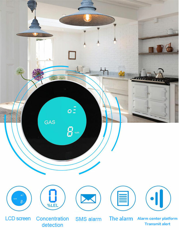 Pgst sem fio lcd digital sensor de gás combustível detector vazamento de gás natural casa inteligente alarme sensor para cozinha casa