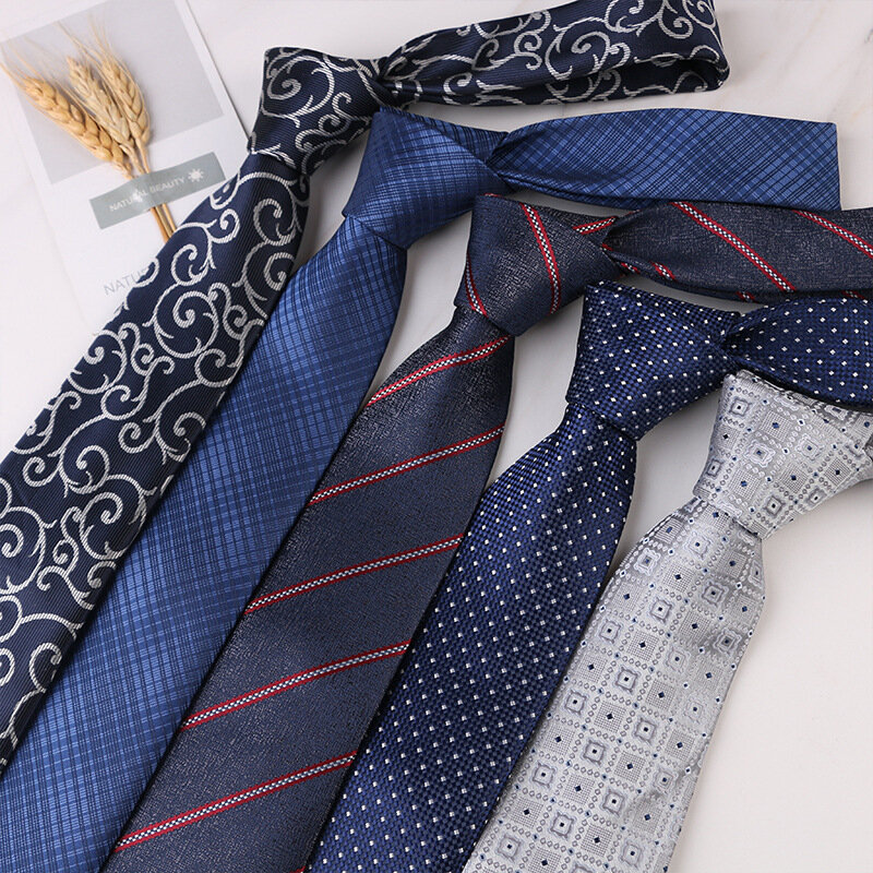 Corbatas de 7cm Para Hombre, Corbatas de lujo a rayas azules, Corbatas de negocios, accesorios de camisa, regalo de matrimonio
