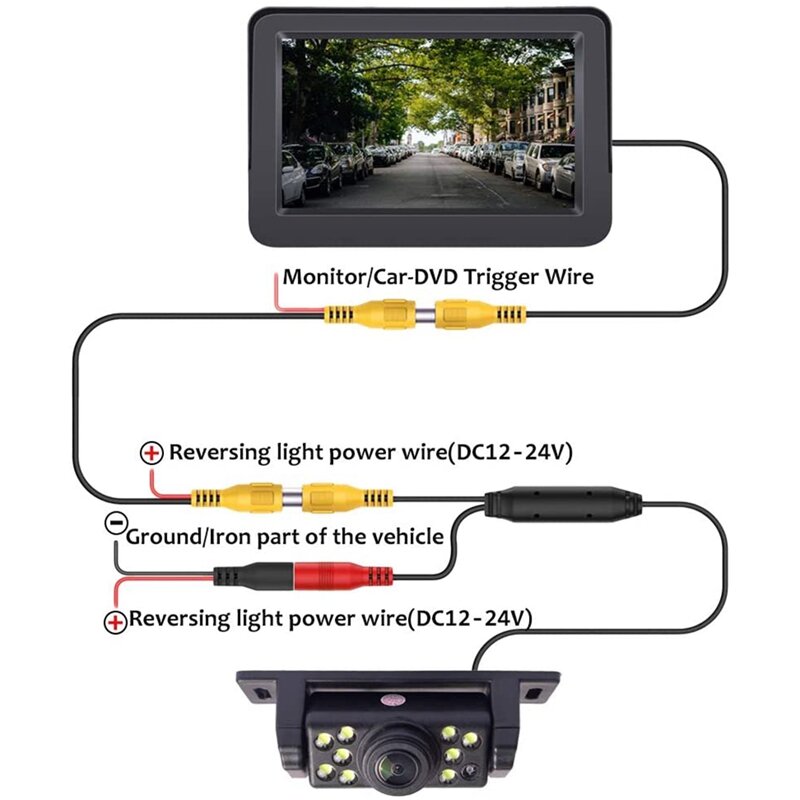 Kamera Mundur Tampilan Belakang Kamera Cadangan Mobil dengan Sudut Lebar 170 ° Lampu LED 9 Penglihatan Malam Super Jernih untuk Semua Kendaraan