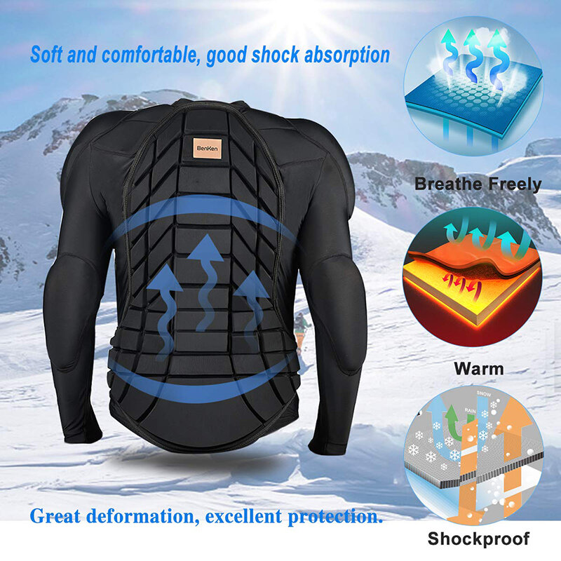 BenKen-스키 충돌 방지 스포츠 셔츠 초경량 보호 장비, 야외 스포츠 충돌 방지 갑옷, 척추 등 보호대