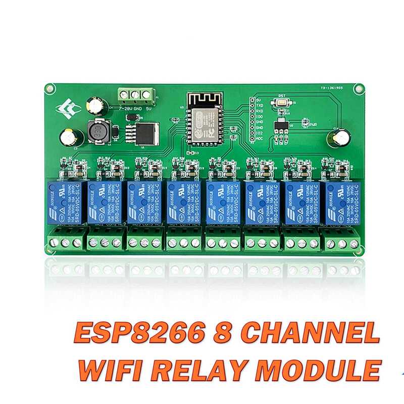 ESP8266โมดูลรีเลย์ WiFi 8ช่องสัญญาณชุดอุปกรณ์ช่างเชื่อมบอร์ดพัฒนา ESP-12F DC 5V / DC 7-28V