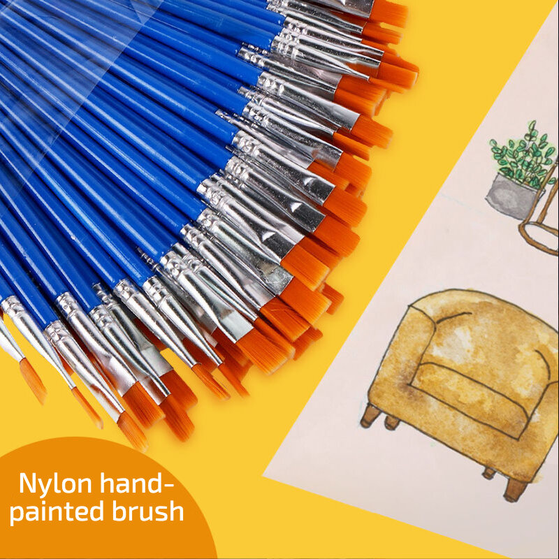 Caneta de pintura a óleo para crianças, caneta de papelaria com 10 cores finas de pintura a óleo em acrílico e pincel de nylon ecológico para crianças
