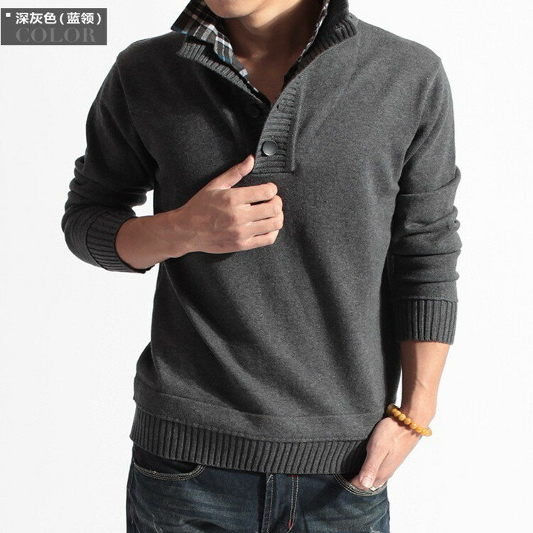 봄/가을 신상 한국 남성용 스웨터, 남성용 가짜 스웨터, 남성용 스웨터 셔츠 칼라