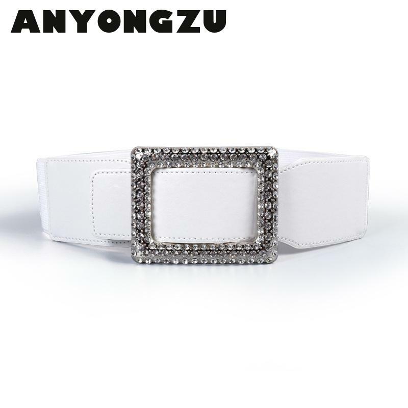 Cinturón elástico de cristal obi para mujer, accesorio sencillo y versátil, con piedra decorativa, correa para la cintura, sellado
