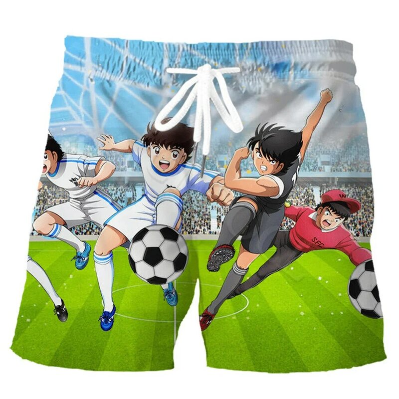 CLOOCL-pantalones cortos deportivos con estampado 3D de capitán Tsubasa para hombre, Shorts elásticos, holgados, de gran tamaño, a la moda