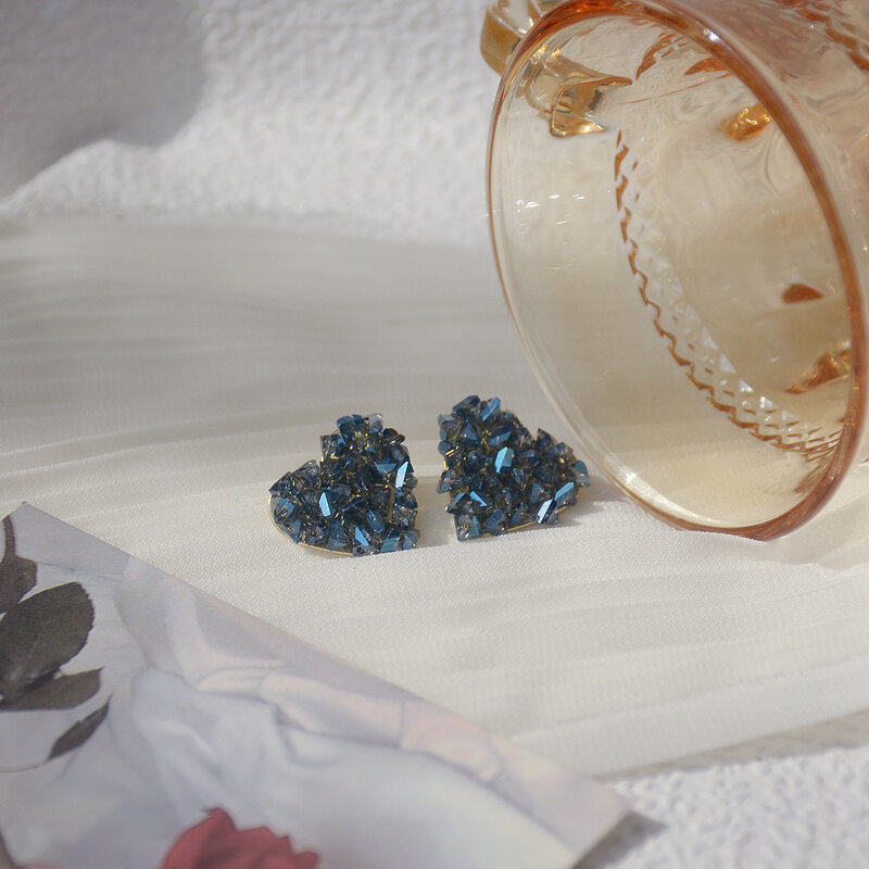 14k real ouro chapeado moda jóias azul cristal adorável requintado brincos para a festa de férias da mulher elegante brinco