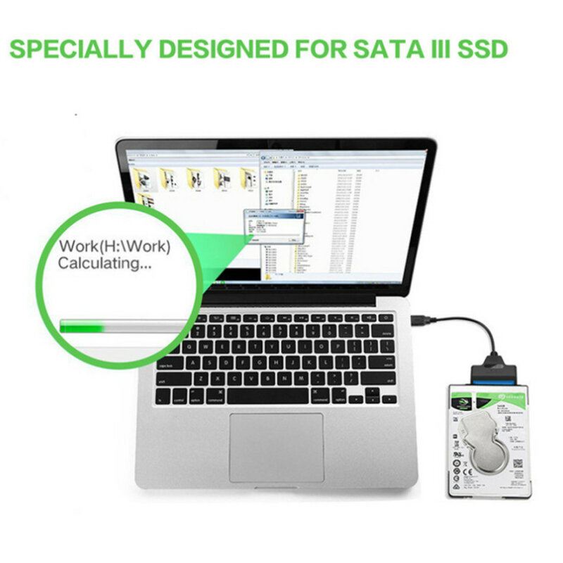 LccKaa Sata 3 To Type-C Cable USB 3.1 USB C to SATA Adapter Up To 6 Gbps Support 2.5 Inches SSD HDD Hard Drive 22 Pin SATA Cable