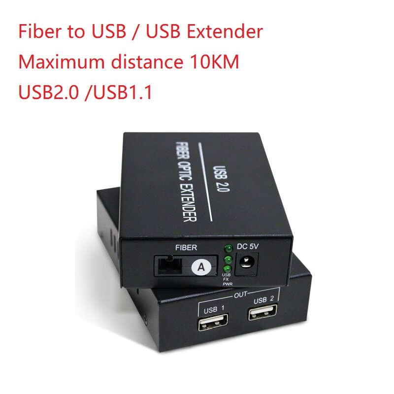 Émetteur-récepteur Fiber optique USB2.0 USB1.1, 1 paire, extension USB, prend en charge une imprimante, scanner, disque USB, 10KM
