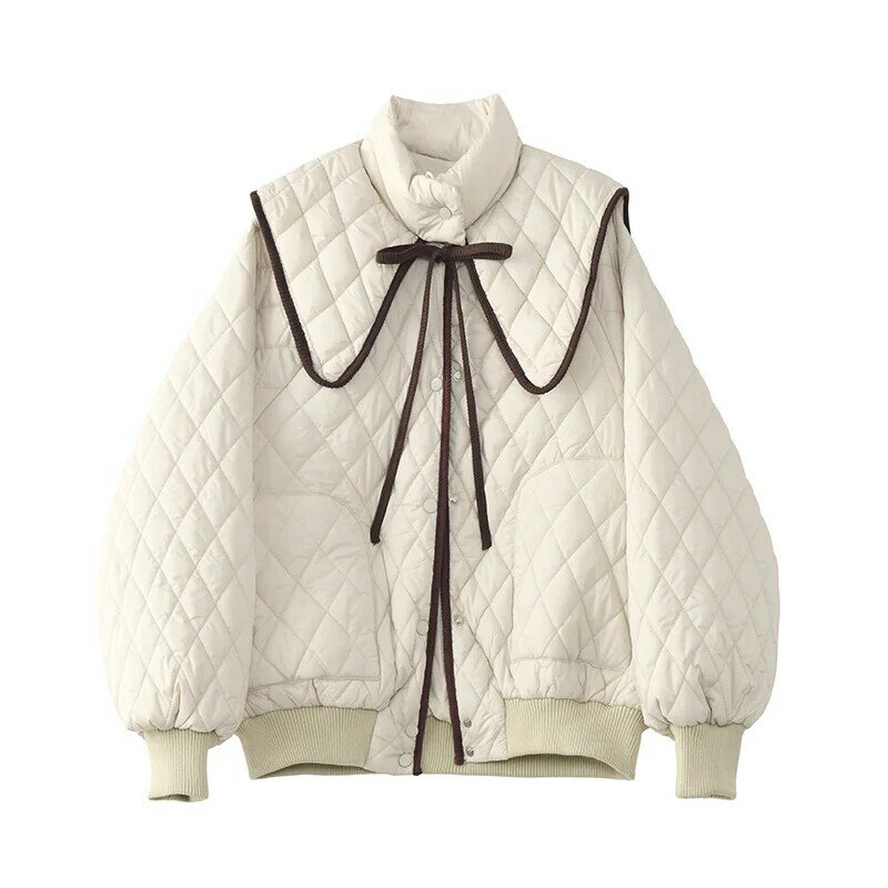 Abrigos de plumón para mujer, chaqueta acolchada holgada de gran tamaño con cuello vuelto, con bolsillos, gruesa y cálida, Estilo Vintage, invierno, 2022