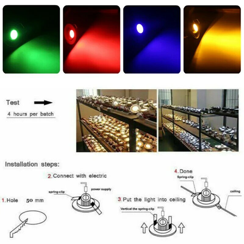 Minifoco LED regulable para empotrar en el techo, lámpara roja, verde, azul y amarilla de 3W, para iluminación de decoración de escenarios y tiendas
